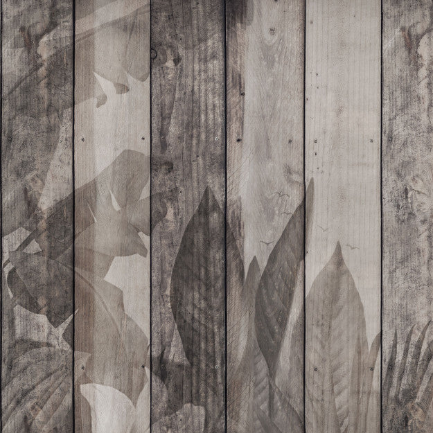 Les Dominotiers Tropical Dark Wood Wall Marron Behang DOM 423
