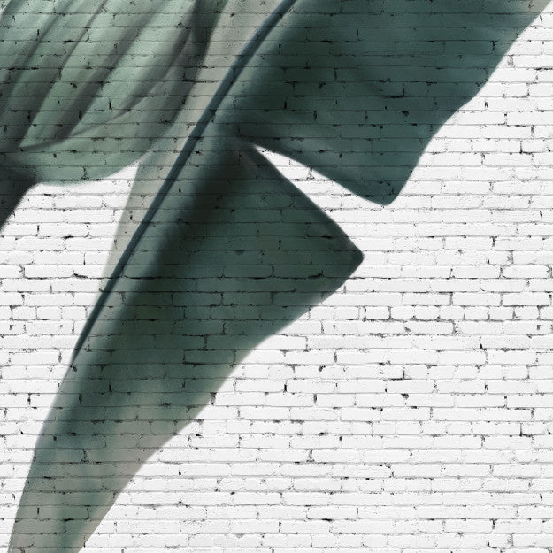 Les Dominotiers Tropical Grunge Brick Wall Blanc Et Vert Behang DOM 405
