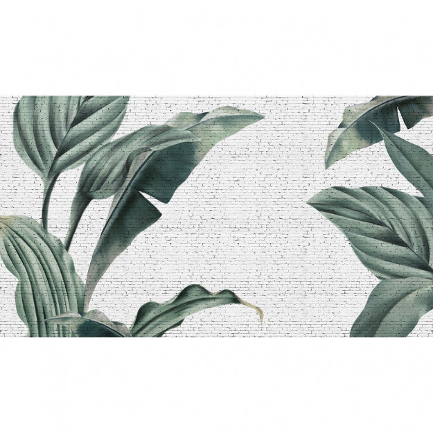Les Dominotiers Tropical Grunge Brick Wall Blanc Et Vert Behang DOM 405
