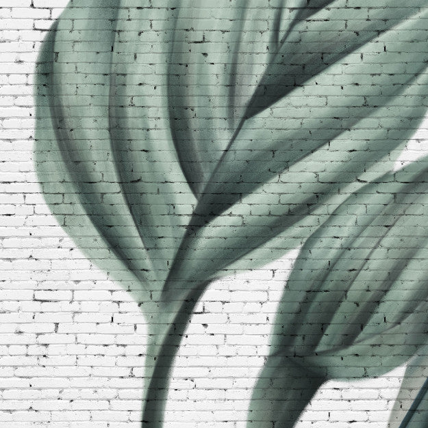 Les Dominotiers Tropical Grunge Brick Wall Blanc Et Vert Behang DOM 405