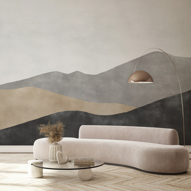 Les Dominotiers Valley Black, Grey & Beige Behang DOM 717