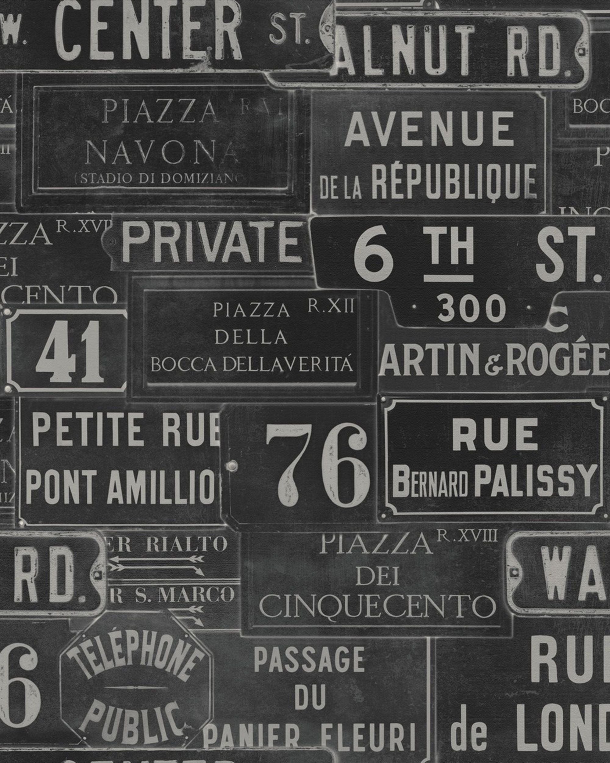 Mind The Gap Vintage Signs Anthracite Behang