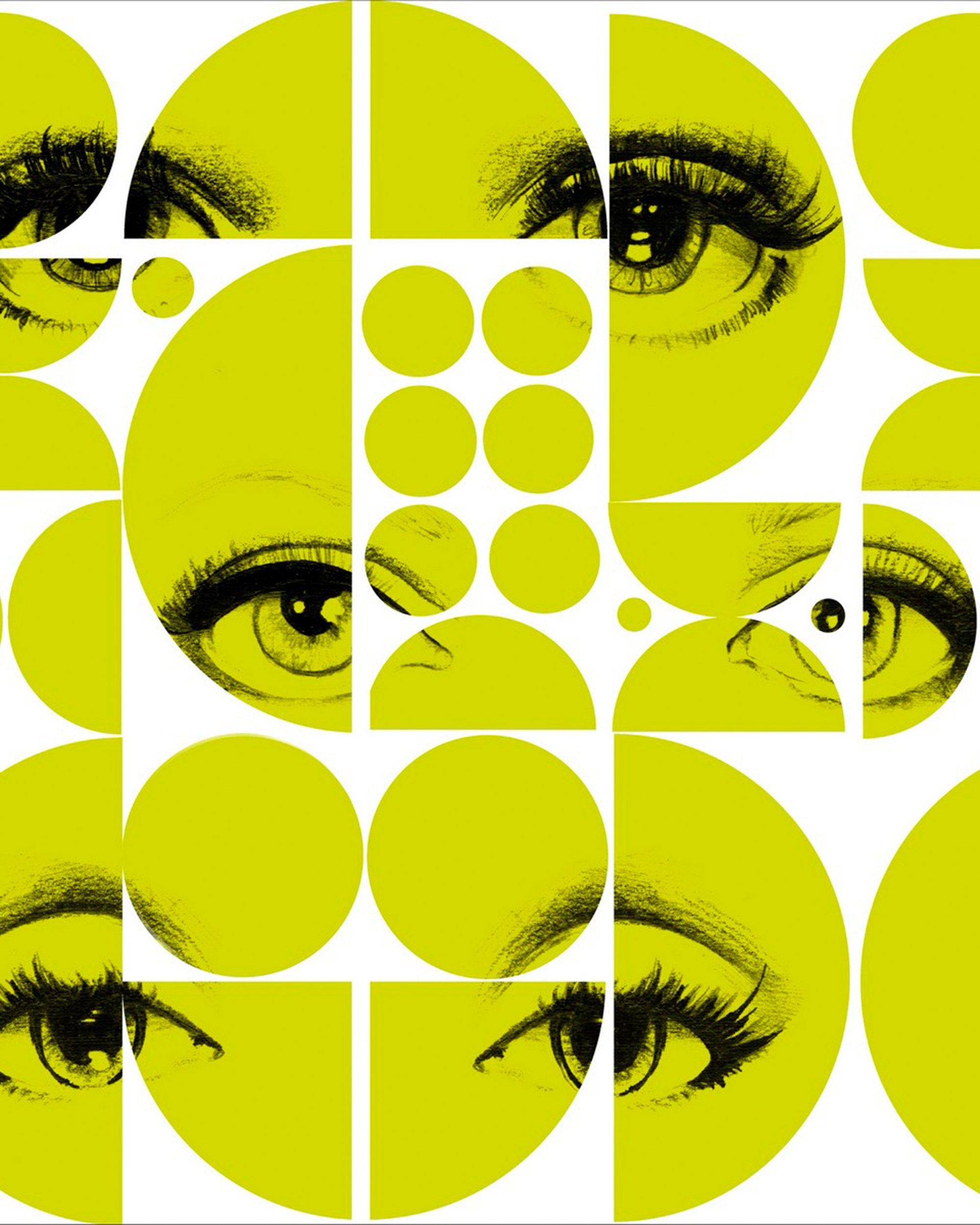 Mind The Gap Eyes and Circles Lime Behang