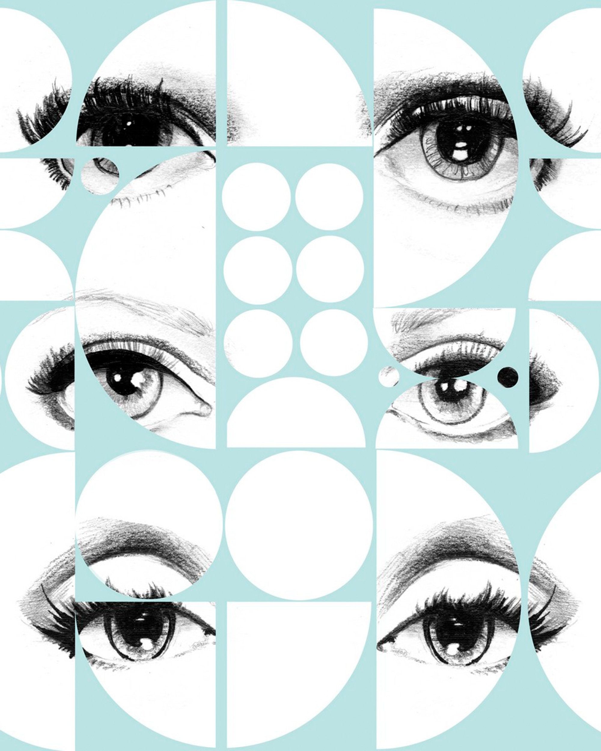 Mind The Gap Eyes and Circles Sky Behang