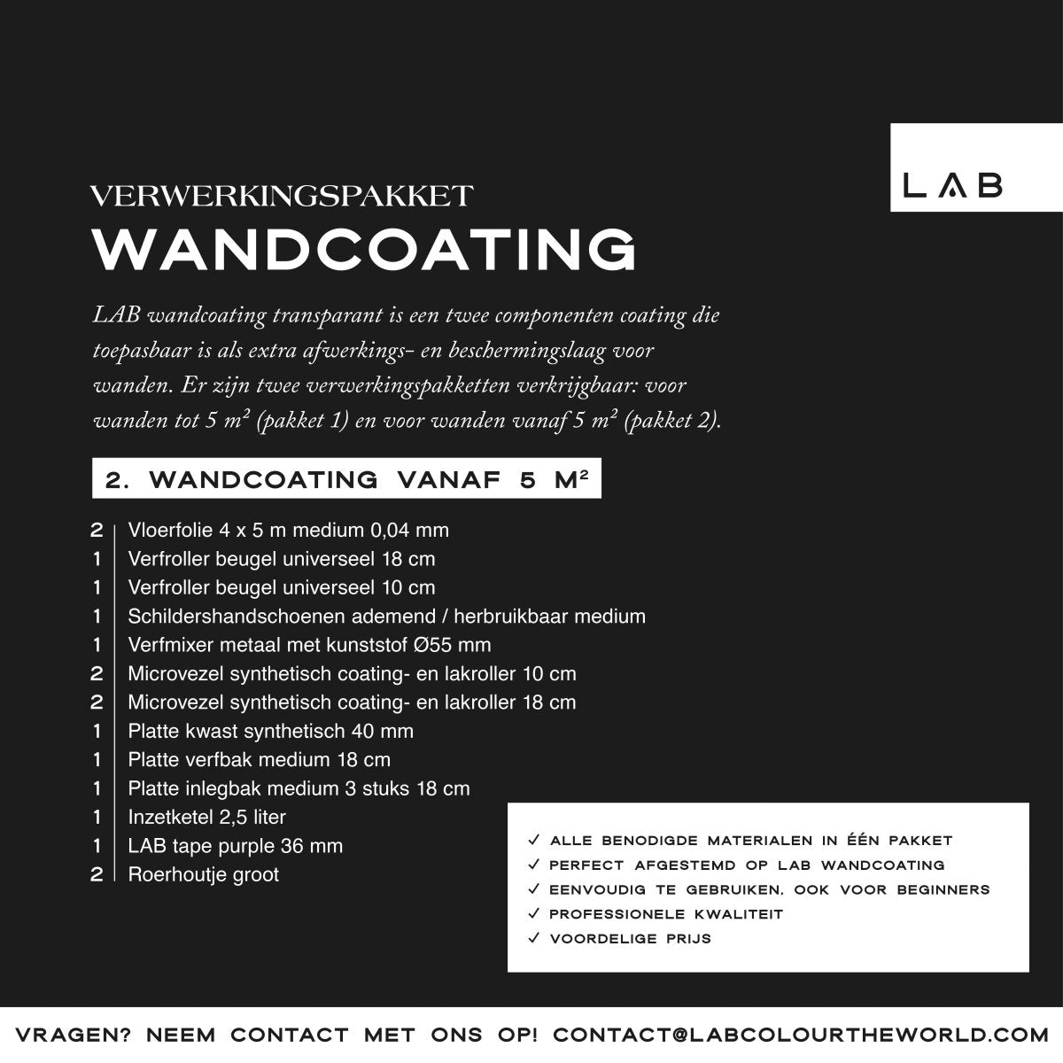wandcoating verwerkingspakket - LAB COLOUR THE WORLD