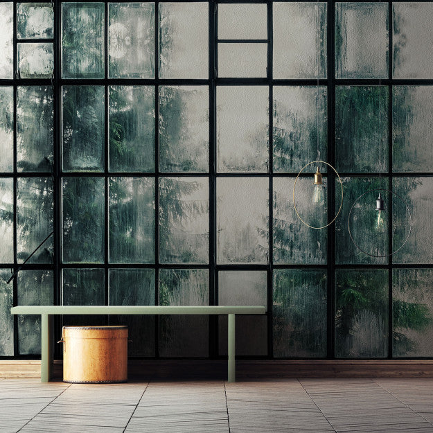 Les Dominotiers Window Factory Vert Et Blanc Behang DOM 436