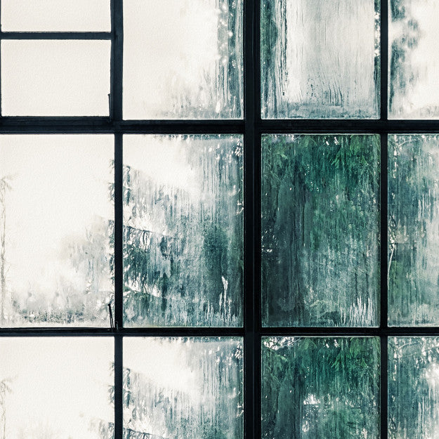 Les Dominotiers Window Factory Vert Et Blanc Behang DOM 436