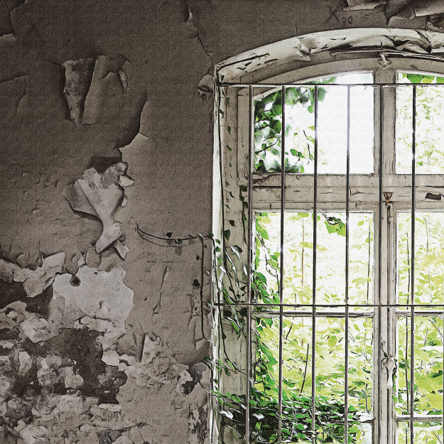 Les Dominotiers Window Garden Vert Behang DOM 437