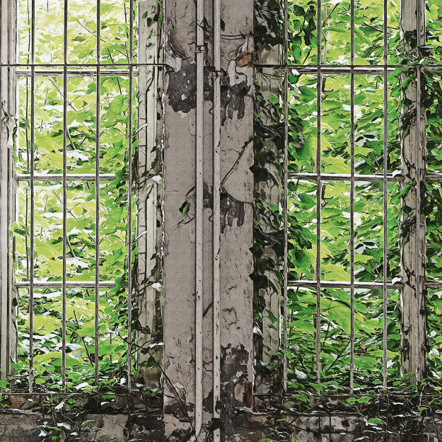 Les Dominotiers Window Garden Vert Behang DOM 437