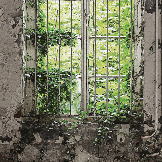 Les Dominotiers Window Garden Vert Behang DOM 437