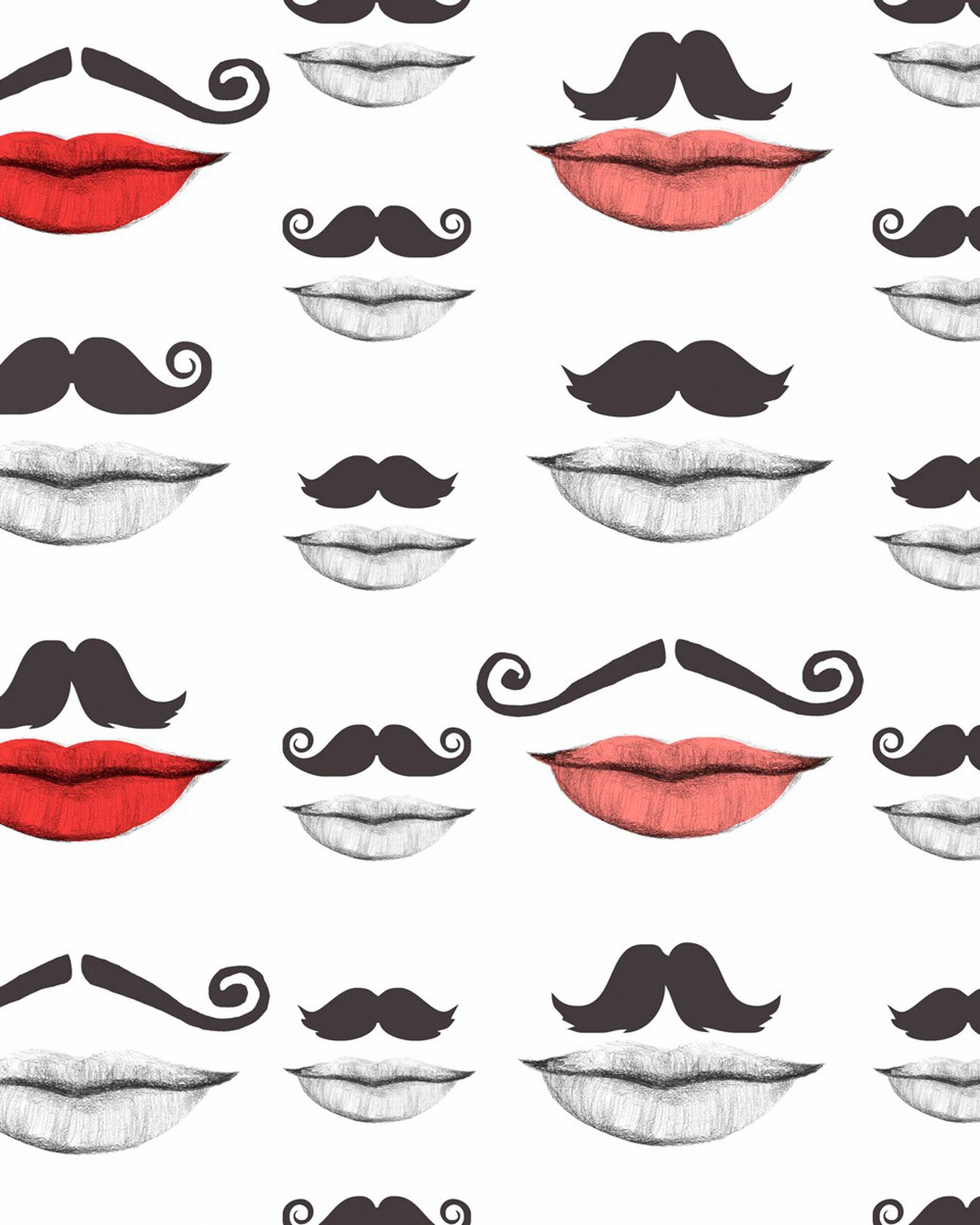 Mind The Gap Moustache and Lips Behang