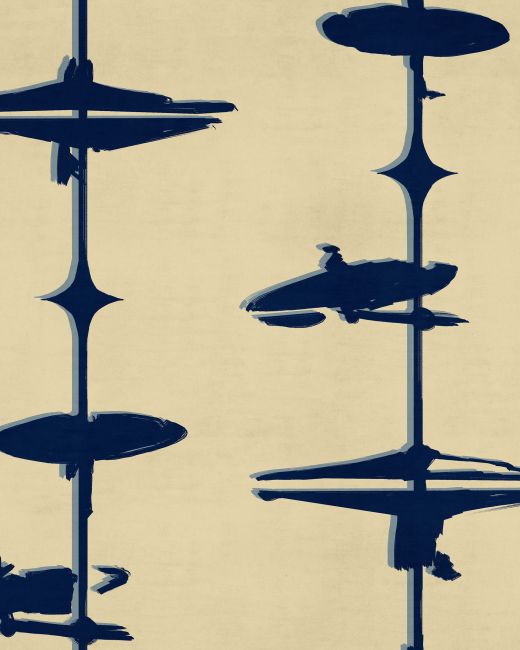 Mind The Gap Hi Hats Indigo Behang