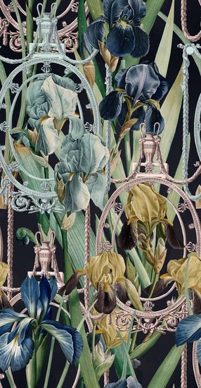 Mind the Gap Fleurs d'Iris antraciet behang