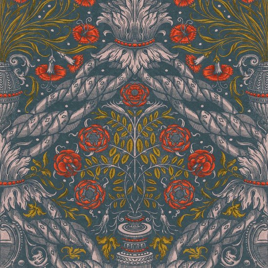 Mind the Gap Floral Ornament Scarlet Behang