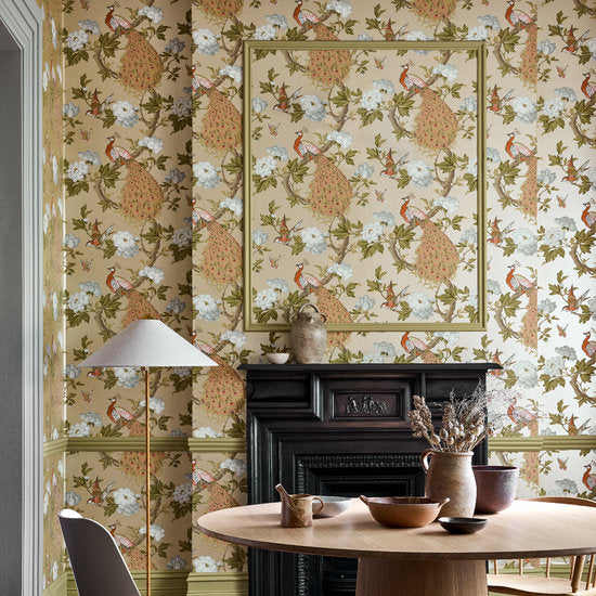 Little Greene Pavona Behang Peacock National Trust Papers 