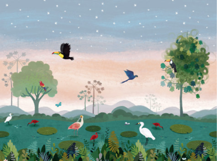 Villa Nova Dusky Amazon Wall Mural Behang W574/01