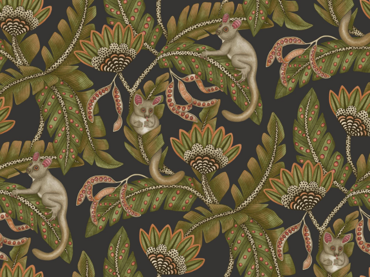 Cole & Son Bush Baby Behang - Black
