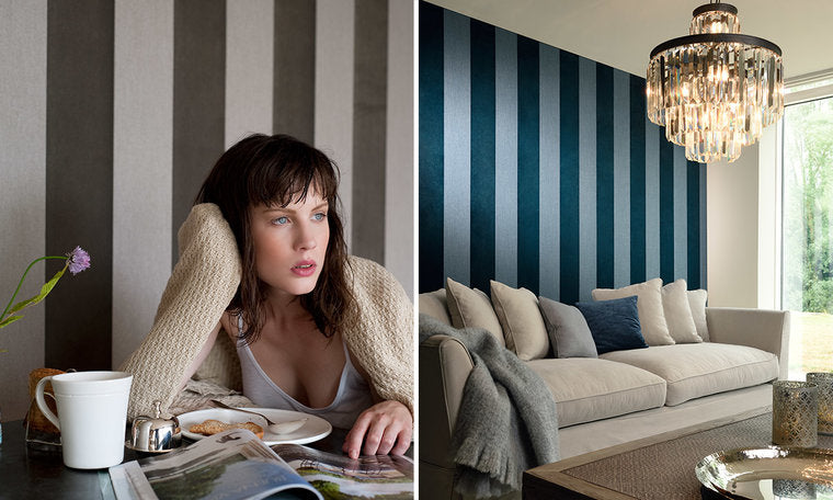 ARTE Behang Flamant Stripe Velvet and Lin sfeer 2 - Flamant Les Rayures Stripes