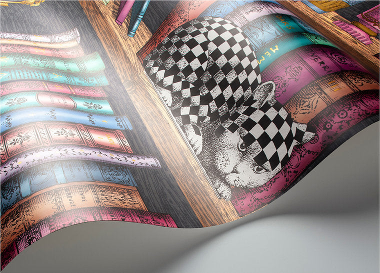 Fornasetti Libreria 114-13025 behang boekenplanken boekenkast behangpapier cole and son detail