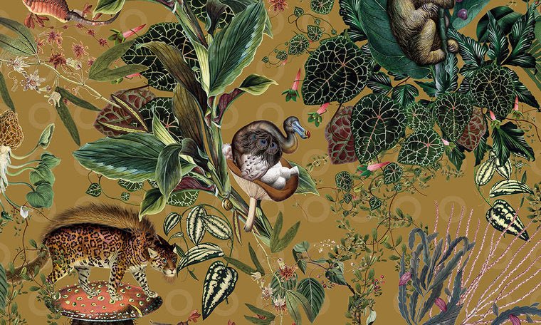 ARTE Moooi Menagerie of Extinct Animals Behang Curry MO2074 - LAB COLOUR THE WORLD