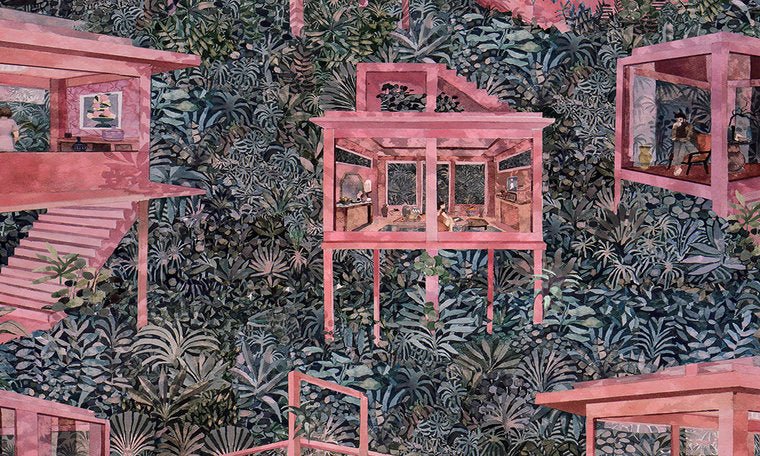 ARTE Palafitas Amazonia Behang Watermelon 97580 - LAB COLOUR THE WORLD