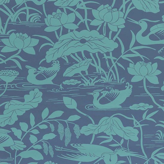 GP & J Baker Heron & Lotus Flower Behang BW45089/4 - LAB COLOUR THE WORLD