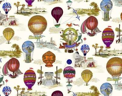 Pierre Frey Les Aeronefs Behang FP431002 - LAB COLOUR THE WORLD