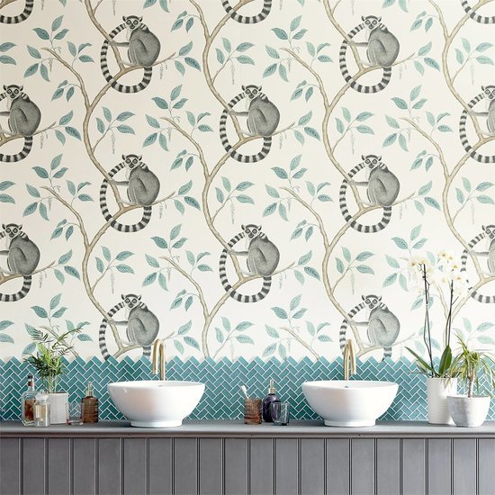 Sanderson Ringtailed Lemur Behang 216664 - LAB COLOUR THE WORLD